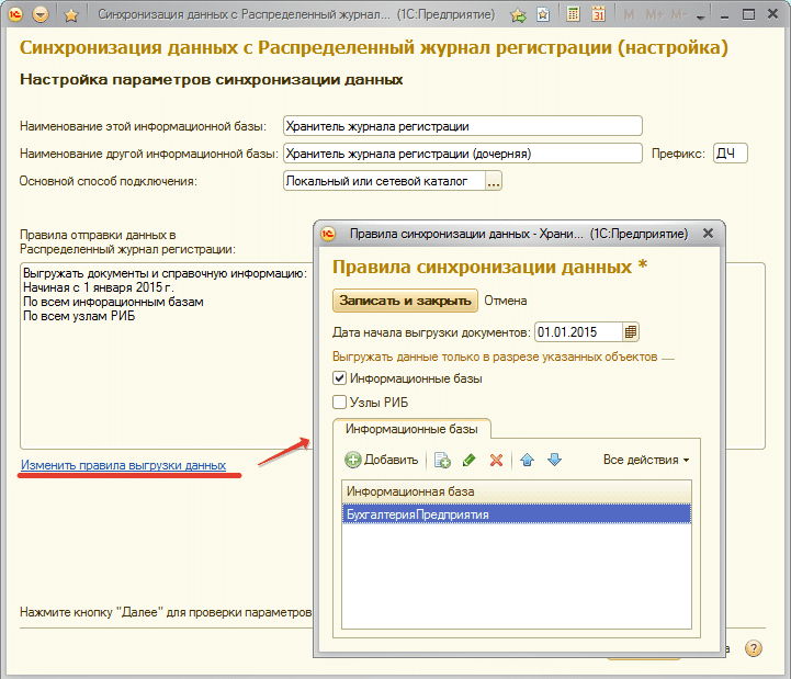 Правила синхронизации данных